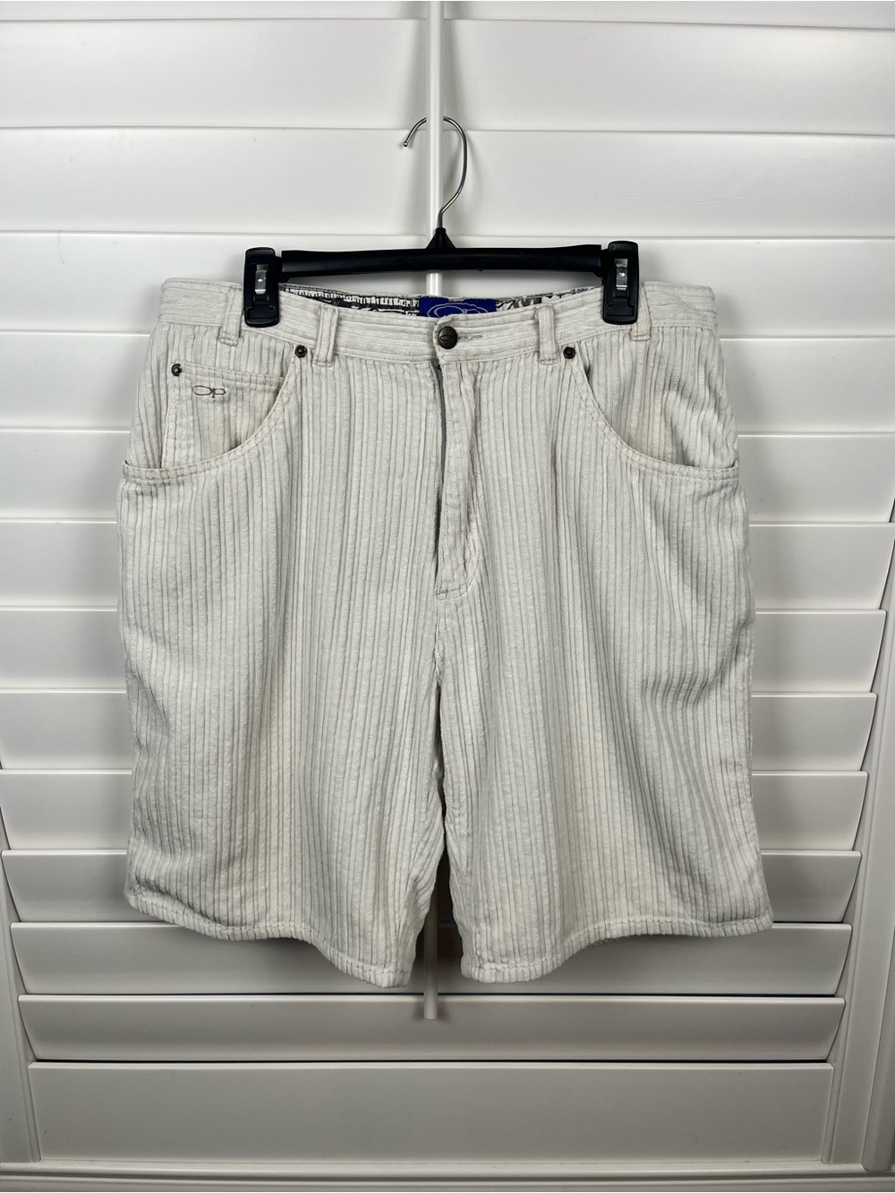 OP Men Ribbed Cream Flat Front corduroy Jorts size 34 grunge Y2K staker Coastal